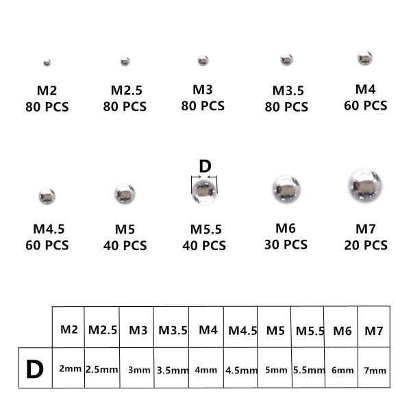 570 PCS 304 Stainless Steel Precision Bearing Balls, Kits of Steel Balls, for Bearing of Bicycles, Skates - Image 5