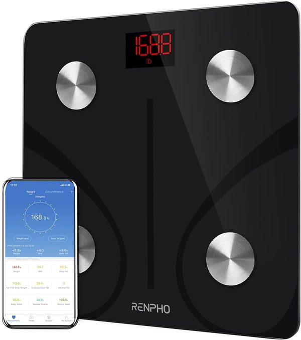 RENPHO Body Fat Scale Bluetooth, Digital Body Weight Bathroom Scales Weighing Scale Smart BMI Scales, Body Composition Monitors with Smartphone App, Black - Image 4