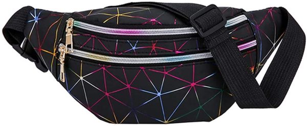 Estwell Bum Waist Bag Festival Fanny Pack 3 Zip Pockets Fashion Waterproof PU Leather Waist Pouch Travel Holiday Waist Pack for Women Ladies Girls