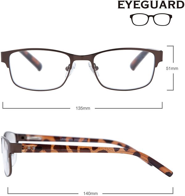 EYEGUARD Mens Reading Glasses, 1 Pair Rectangular Lightweight Metal Readers for Men - Image 5