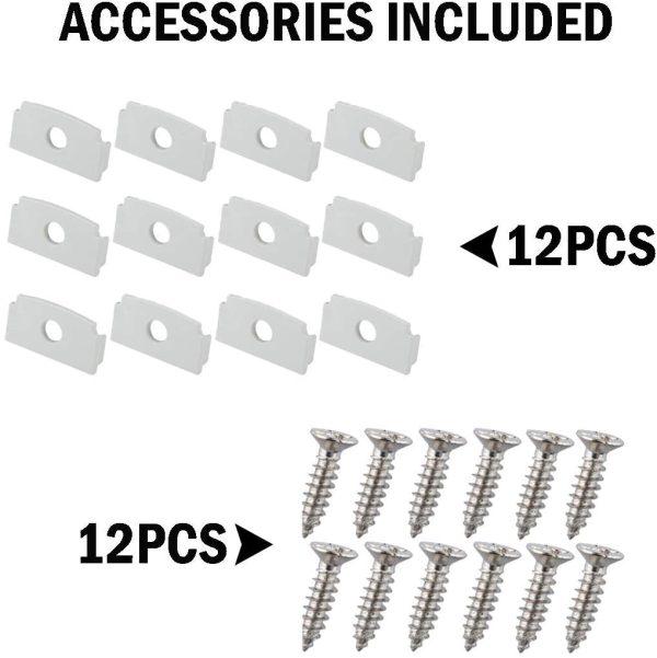 Plaster-in LED Aluminum Profile 6-Pack 3.3ft/1m with Flange for LED Strip, Drywall Aluminum Channel with Clip-in Diffuser and End Caps - Image 3