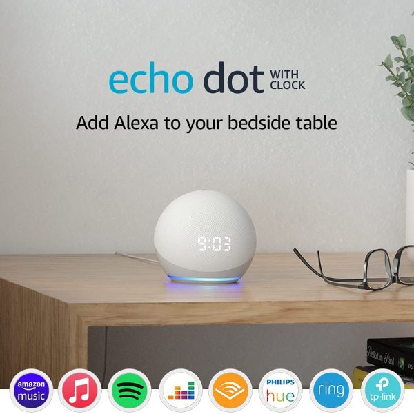 Echo Dot (4th generation) | Smart speaker with clock and Alexa | Glacier White - Image 4