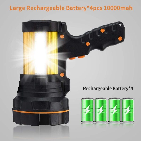 High Powered LED Torch Super Bright Rechargeable Flashlight Large 4 Batteries Big Searchlight Hand held Powerful Spotlight Heavy Duty Strong USB Search Light High Lumens - Image 4