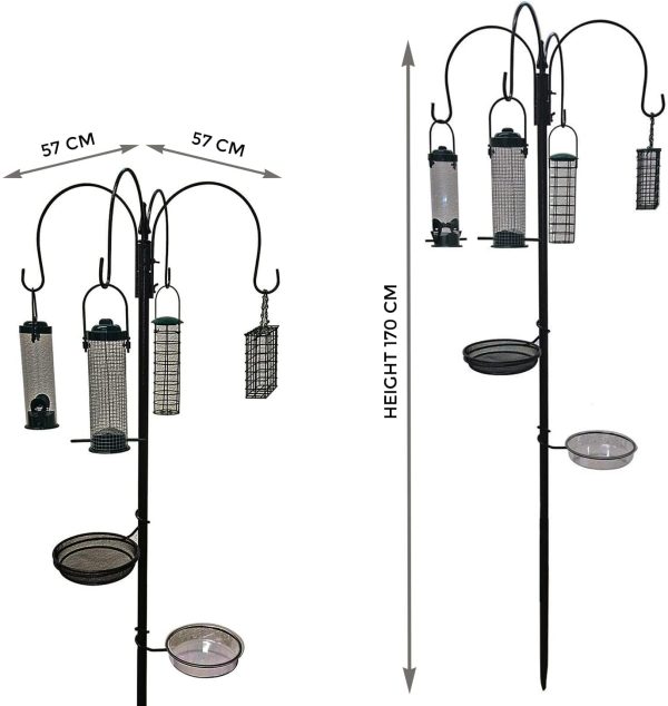 Crystals Garden Wild Bird Feeder Feeding Station with Water Bath Table, Seed Tray and Hanging Feeders - Image 2