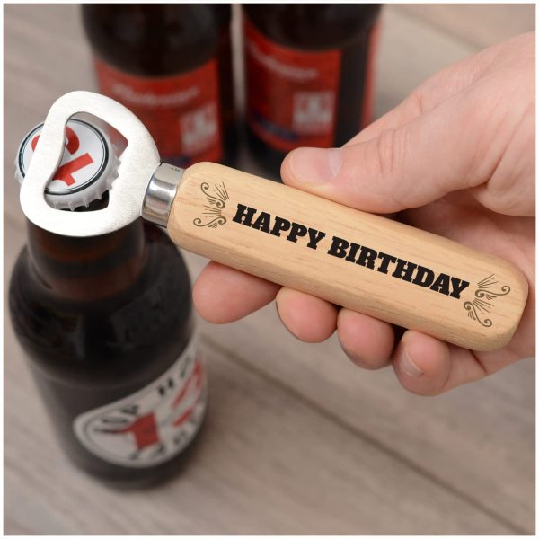 Happy Birthday Gifts for Him, Son - Birthday Gifts for Men Brother Dad Grandad - Wooden Beer Drinks Bottle Opener (Non Personalised) - Image 3