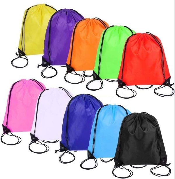 kuou 10Pcs Drawstring Bag, Drawstring Backpack for Picnic Gym Sport Beach Travel Storage 10 Colors - Image 4