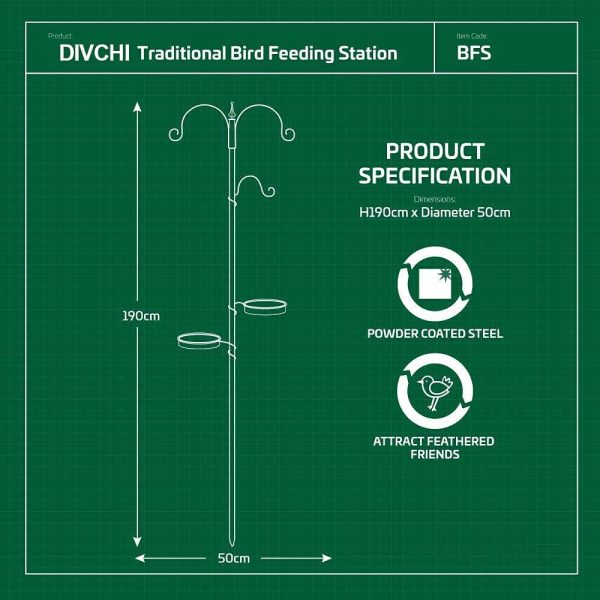 DIVCHI Bird Feeding Station Kit Bird Feeder Pole Wild Bird Feeder Hanging Kit Planter Hanger Multi Feeder Hanging with Metal Suet Feeder Bird Bath for Attracting Wild Birds - Image 5