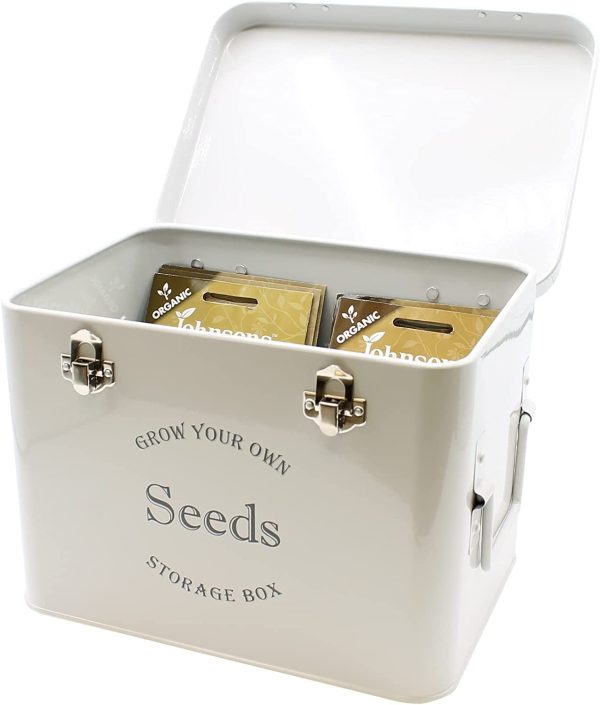 Gardening-Naturally Stylish Seed Packet Storage and Tools Tin (French Grey)