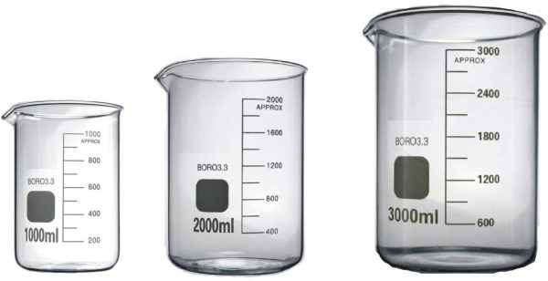 Rocwing 1+2+3L Boro 3.3 Glass Graduated Measuring Beaker for Lab or Kitchen 3 in a pack