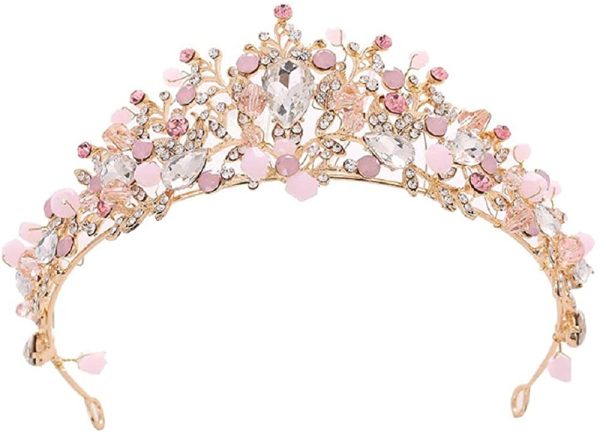 HPMAISON Girls Crystal Tiara Princess Costume Crown Headband Bridal Wedding Handmade Hair Accessories Gift for 2-12 Years Festival Party Holiday Special Day - Image 2