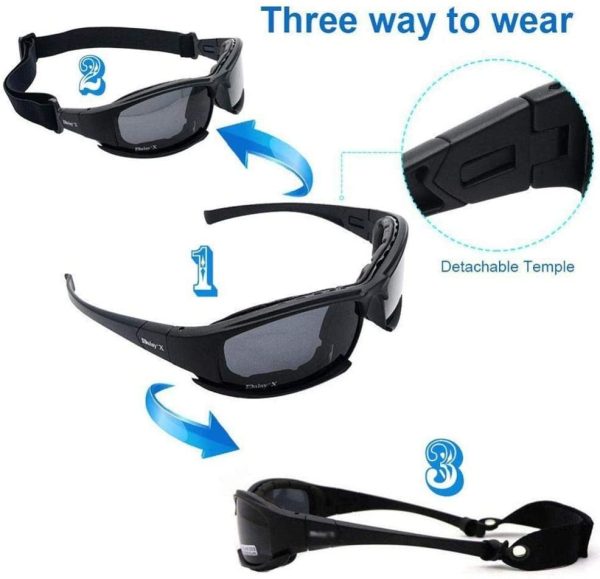 Bentrance Polarized Sports Sunglasses for Men Women Military Tactical Goggles - Polarized Army Sunglasses Goggles with 4 Interchangeable Lens - UV Protection Anti Fog for Running Cycling Skiing - Image 7