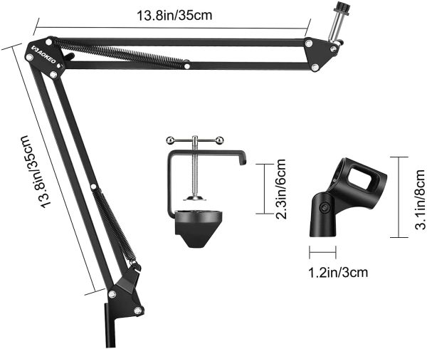 Microphone Boom Arm,Aokeo AK-35 Adjustable Compact Mic Suspension Boom Scissor Arm Stand For Blue Yeti,Snowball iCE, HyperX QuadCast,Elgato Wave,Etc - Image 4