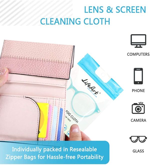 LifeArt Anti-Fog Wipe, Eyeglasses Cleaning Cloths, Cleaning Wipe for Eyeglasses, Tablets, Screens, Lens Wipe for Camera Lenses - Image 3