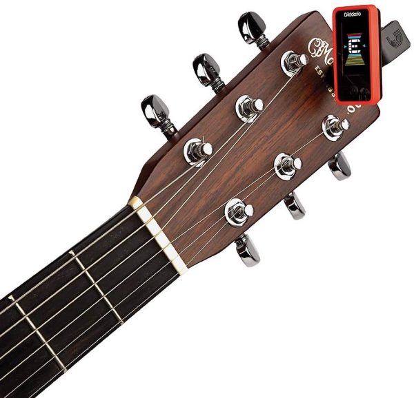 D'Addario Guitar Tuner - Eclipse Headstock Tuner - Clip On Tuner for Guitar - Great for Acoustic Guitars & Electric Guitars - Quick & Accurate Tuning - Red - Image 5