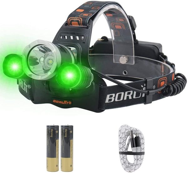 BORUIT RJ-3000 LED Head Torch Rechargeable White Green LED Hunting Headlight,Ultra Bright 5000 Lumens 3 Mode Headlamp Work Light for Kids and Adults Running Camping Hiking - Image 7