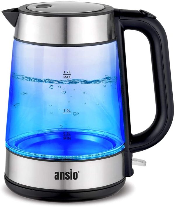 Electric Kettle Glass Kettle 1.7L Cordless 2200W Removable Filter, Boil Dry Protection & Auto Shut Off, LED Light Ring, Thermostat and Strix Controller - Image 7