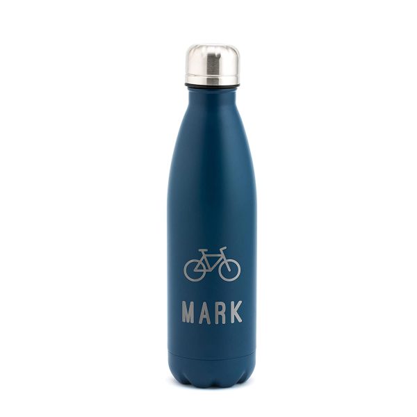 Personalised Sports Metal Water Bottle - Insulated Drinks Flask For Him - Unique Birthday Gifts For Men - 500ml Coloured Metal Water Bottle