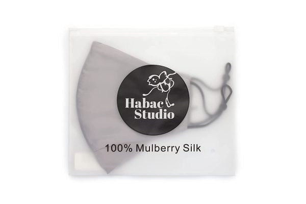 HABAC STUDIO - 100% Mulberry Silk Face Mask, Face Masks Washable UK, Reusable Face Mask, Mens Face Mask, Silk Mask, Masks for Women, Silk Face Covering, Face Masks, Nose Wire, Dove Grey - Image 5