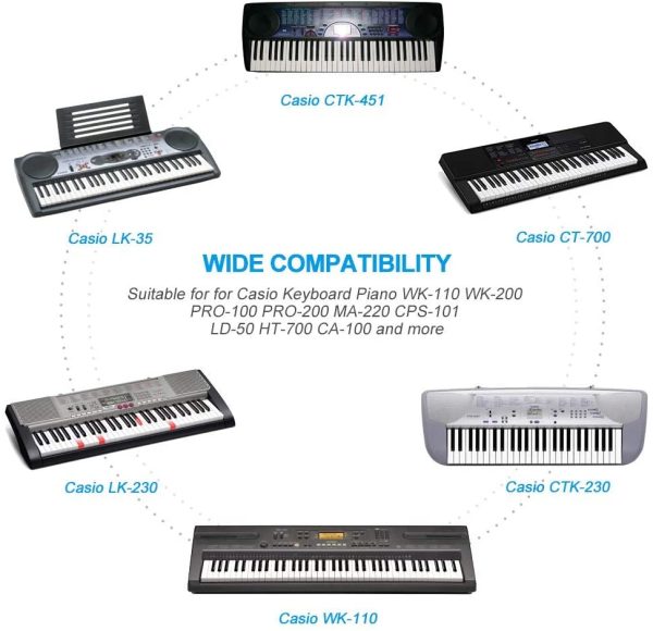 BERLS Power Adapter Supply for Casio Keyboard AD-5 AD-5UL AD-5MU AD-5MR AD-5MLE AD-5ML AD-5GL AD-5EL (CTK, CT, MT, LK, CA, HT, CPS, PRO, WK Series), Casio Piano 9V Power Lead Adaptor charger