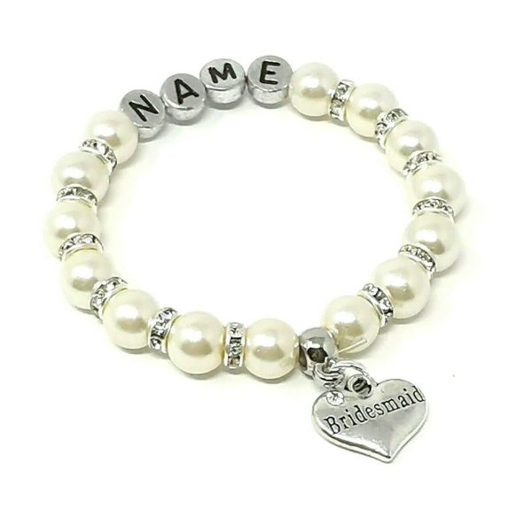 Personalised Bridesmaid Flower Girl Wedding Charm Bracelet Free Gift Bag - Image 7