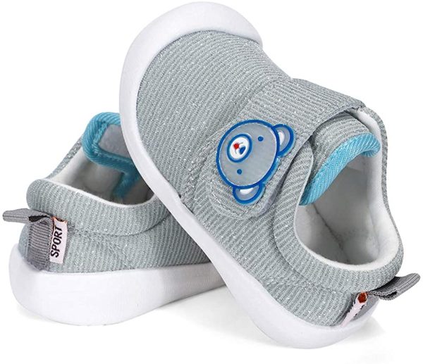 MASOCIO Baby Boys Girls First Walking Shoes Glittery Infant Toddler Cartoon Trainers Rubber Anti-Slip Prewalker Shoes