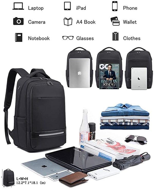 Laptop Backpack,Vodlbov 17 Inch Waterproof Business Travel Work Computer Rucksack Bag with USB Charging Port,Anti-Theft College School Bag - Image 6