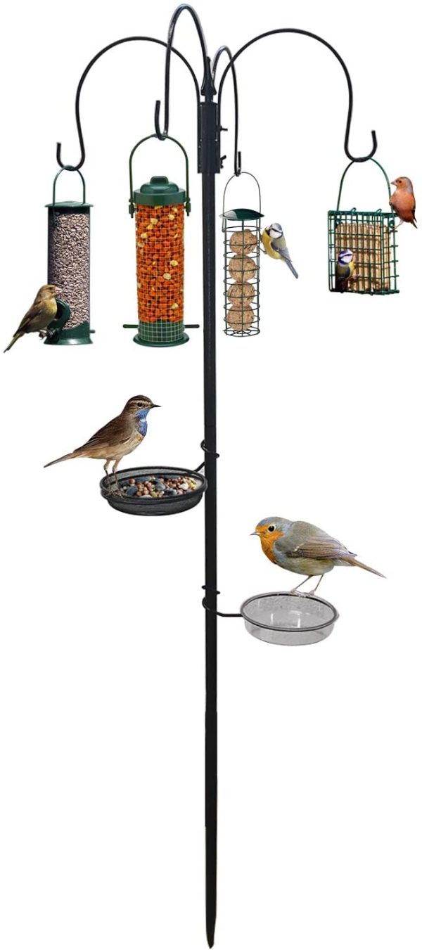 Crystals Garden Wild Bird Feeder Feeding Station with Water Bath Table, Seed Tray and Hanging Feeders