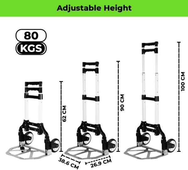 Heavy Duty Folding Hand Truck Aluminium Trolley Multi Purpose Barrow Sack Hand Truck 80KG / 176LB Load Capacity - Image 7