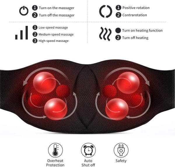 iKristin Neck Massager with Heat, Shiatsu Massager for Neck, Back, Shoulder, Foot and Leg, Deep Tissue 3D Kneading Helps to Relax Muscles at Home and Car, Comfort Gifts for Women and Men - Image 6