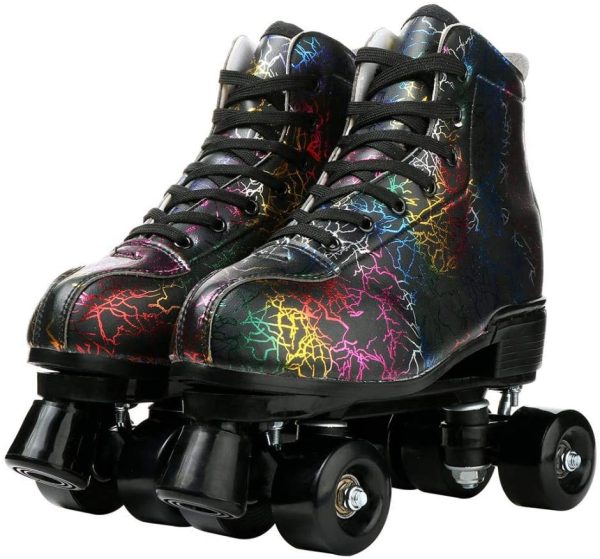 KALINU Unisex Roller Skates Double Row Four Wheels High-top Roller Skates Lightning Pattern for Beginners Womens Mens Boys and Girls - Image 2