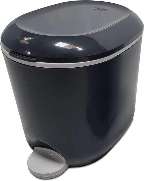 Premium Deluxe Bathroom Office Pedal Bin with Inner, 3.5 Litre, Charcoal Grey & Light Grey