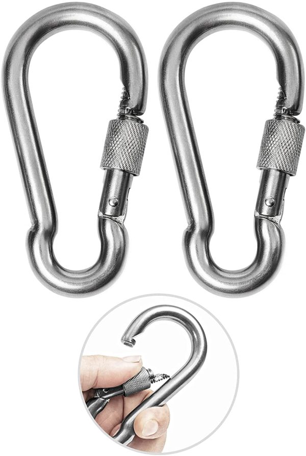 dismboon M8 Safe Lock Carabiner Clip, Heavy Duty 304 Stainless Steel Snap Hook Carabiner Hook for Outdoor Climbing Hiking Camping Fishing Boats Backpacks Chains Hanging Swing Hammock - Image 3