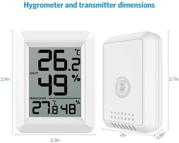 Digital Hygrometer Thermometer, MINI Indoor Outdoor Monitor Temperature Humidity, Wireless Room Hygrometer Gauge with ??/?H Switch, 328ft/100m Range for Home, Office, Chiristmas Gift - Image 3