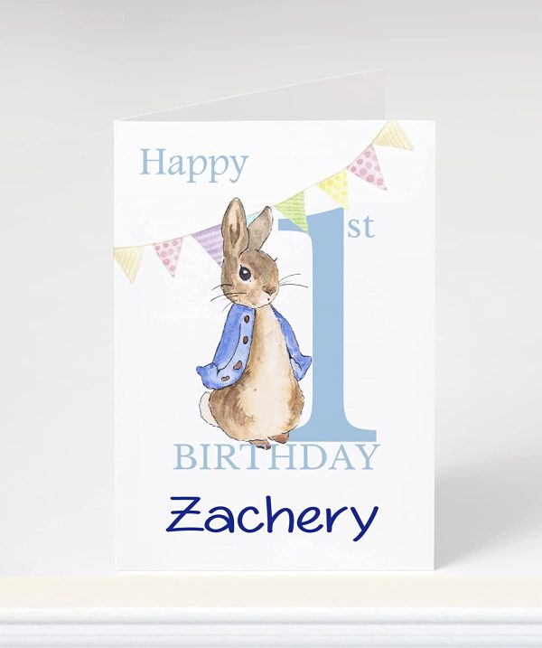 Peter rabbit personalised 1st birthday card, custom birthday card, daughter son birthday, 1st birthday boy CBA9968 - Image 2