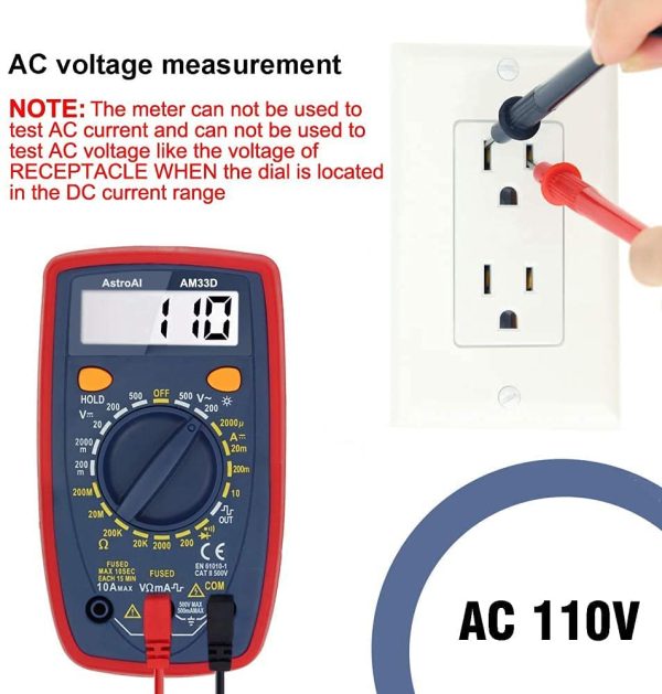 Digital Multimeter Voltmeter Ohmmeter Ammeter Multi Tester Meter with Backlit LCD Electronic Test Meter Measures Voltage, Current, Resistance; Tests Continuity, Diode - Image 2