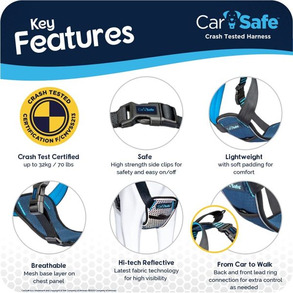 CarSafe Crash Tested Dog Safety Harness, Crash Tested to 32Kg/70lbs, Safely Secure Dog in the Car, Comfortable and Padded Design, for Toy, Small, Medium and Large - Image 5