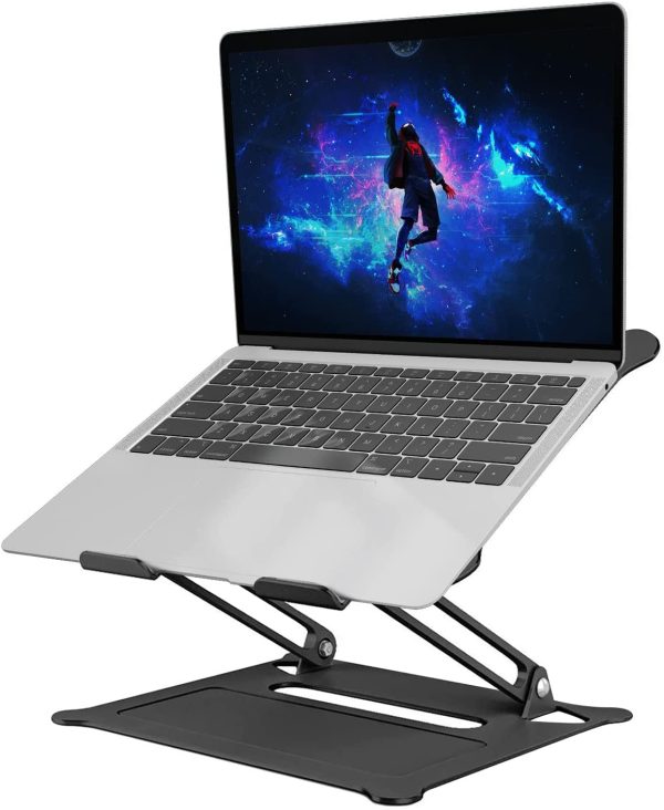 Laptop Stand for Desk, Foldable Laptop Riser, Portable Laptop Stand Adjustable Height with Heat-Vent, Compatible with Mac/Laptop/Tablet,Up to 17" - Image 2