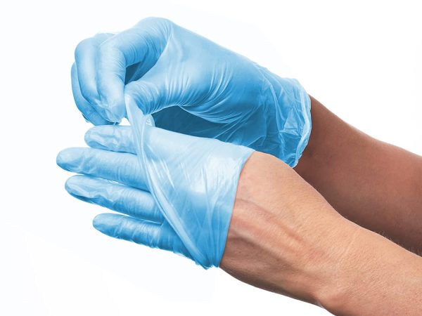 Merrimen | Gloves, disposable gloves, Multi purpose & extra strong, Powder free vinyl gloves, Box of 100 Blue, 1 Pack S, 411136