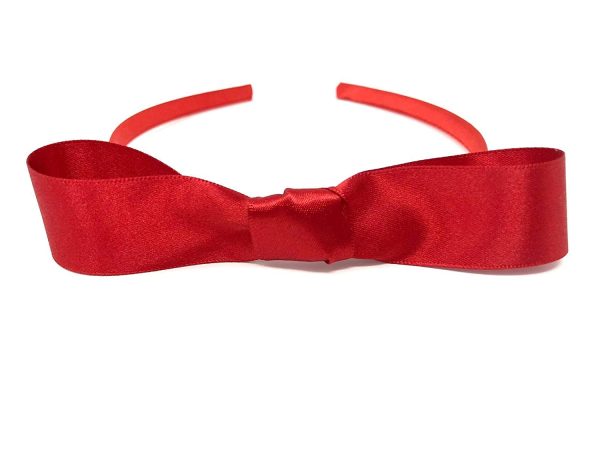 Red Matilda Style Snow White Satin Girls Hairband Headband Extra Wide Red Bow - 1st Class Same Day Dispatch before 2.30pm - Image 2