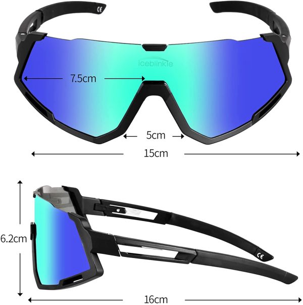 iceblinkie Polarized Sports Glasses UV400 Protection Cycling Glasses with 5 HD Interchangeable Lenses Goggles for Cycling Material PC/TAC + TR90 for Women Men Driving Fishing Hiking Mountaineering - Image 6