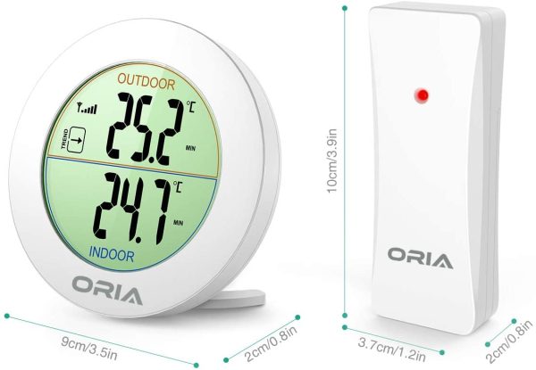 ORIA Indoor Outdoor Thermometer, Wireless Temperature Monitor, Digital LCD Thermometer with Remote Sensor, Outdoor Arrow Trends (??C/??F), Min/Max Value, Tabletop and wall-mounted design for Home - Image 3