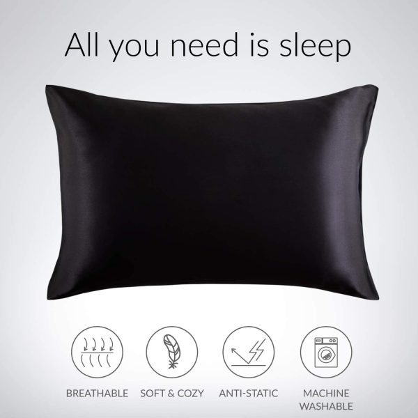 Satin Pillow Cases 2 Pack - Black Pillowcase for Hair and Skin Standard Size with Envelope Closure, 50 x 75 cm - Image 4