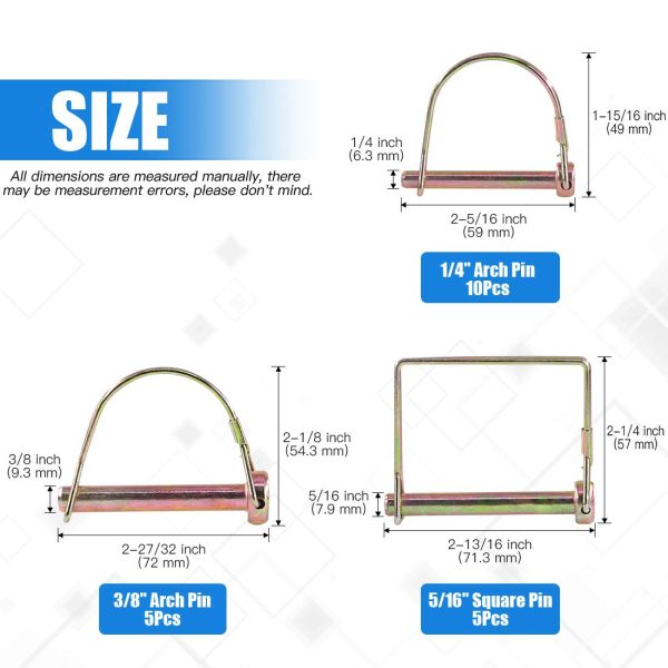 Glarks 20Pcs Heavy Duty PTO Pin Assortment Kit for Farm Trailers Wagons Lawn Garden - Image 2