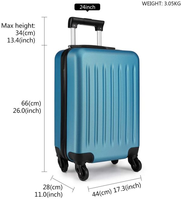 Kono Luggage Sets 3pcs Hard Shell Suitcases with 4 Spinner Wheels Light Weight ABS Travel Trolley Case 19?? 24?? 28?? (3 Pcs Set, Navy)