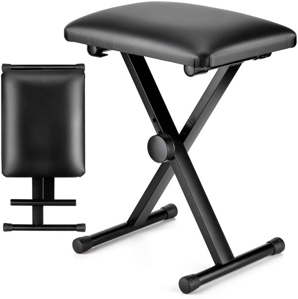 CAHAYA Keyboard Bench X-Style Adjustable Height Piano Bench Padded Keyboard Stool Chair Seat for Electronic Digital Keyboards Pianos Black CY0257 - Image 3