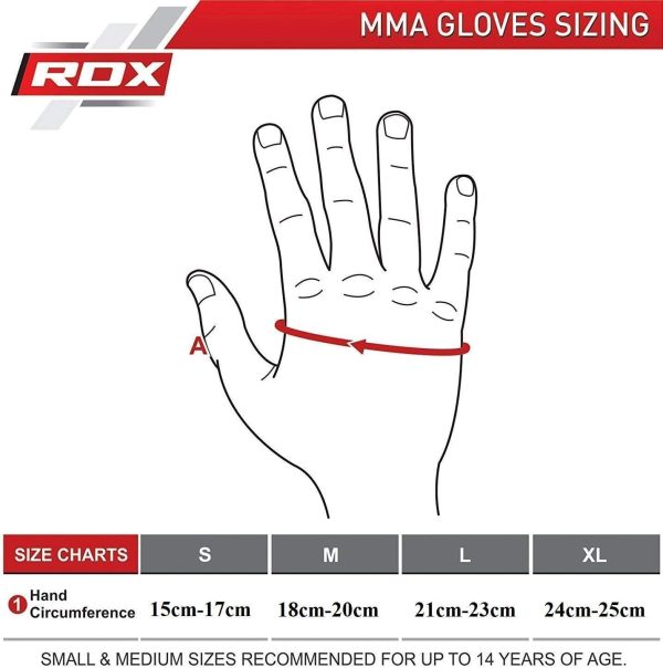 RDX MMA Gloves Noir, Maya Hide Leather, Ventilated Open D-Cut Palm, Padded Grappling Sparring Mitts, Cage Kickboxing Mixed Martial Arts Muay Thai Training, Punching Bag Pads Workout, Black - Image 7