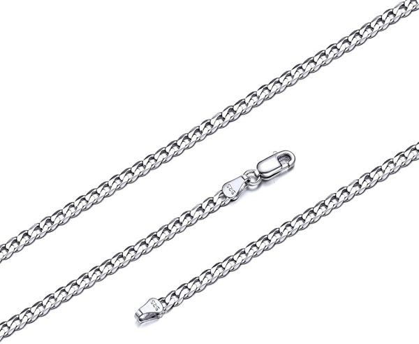 Silvora S925 Curb Link Chain Necklace 3MM/5MM, Sterling Silver Figaro Link Chains for Men Women Italy Miami Curb Chains 14-28 Inches - Image 3