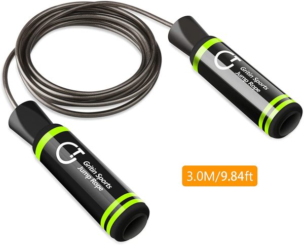 Gritin Skipping Rope, Speed Jump Rope Soft Memory Foam Handle Tangle-free Adjustable Rope & Rapid Ball Bearings Fitness Workouts Fat Burning Exercises Boxing - Spare Rope Length Adjuster Included. - Image 6