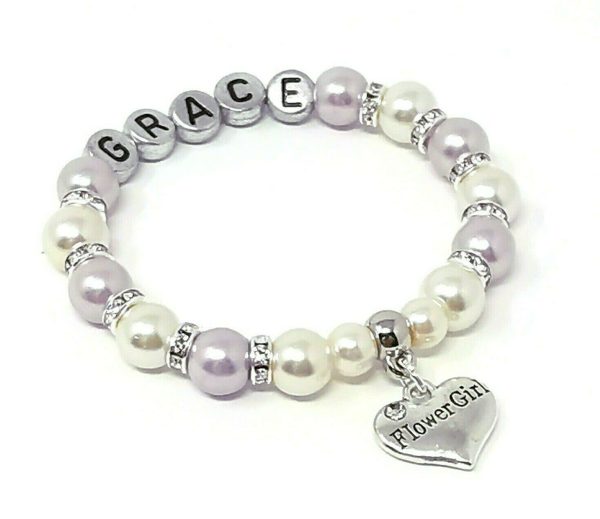 Personalised Bridesmaid Flower Girl Wedding Charm Bracelet Free Gift Bag - Image 8