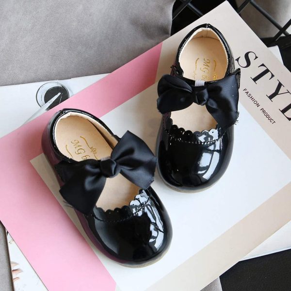 Infant Baby Girls Leather Shoes Soft Sole Bowknot Walking Shoes Moccasinss Crib Shoes Princess Wedding Dress Mary Jane Flats Prewalker Newborn Light Baby Sneaker Shoes - Image 7